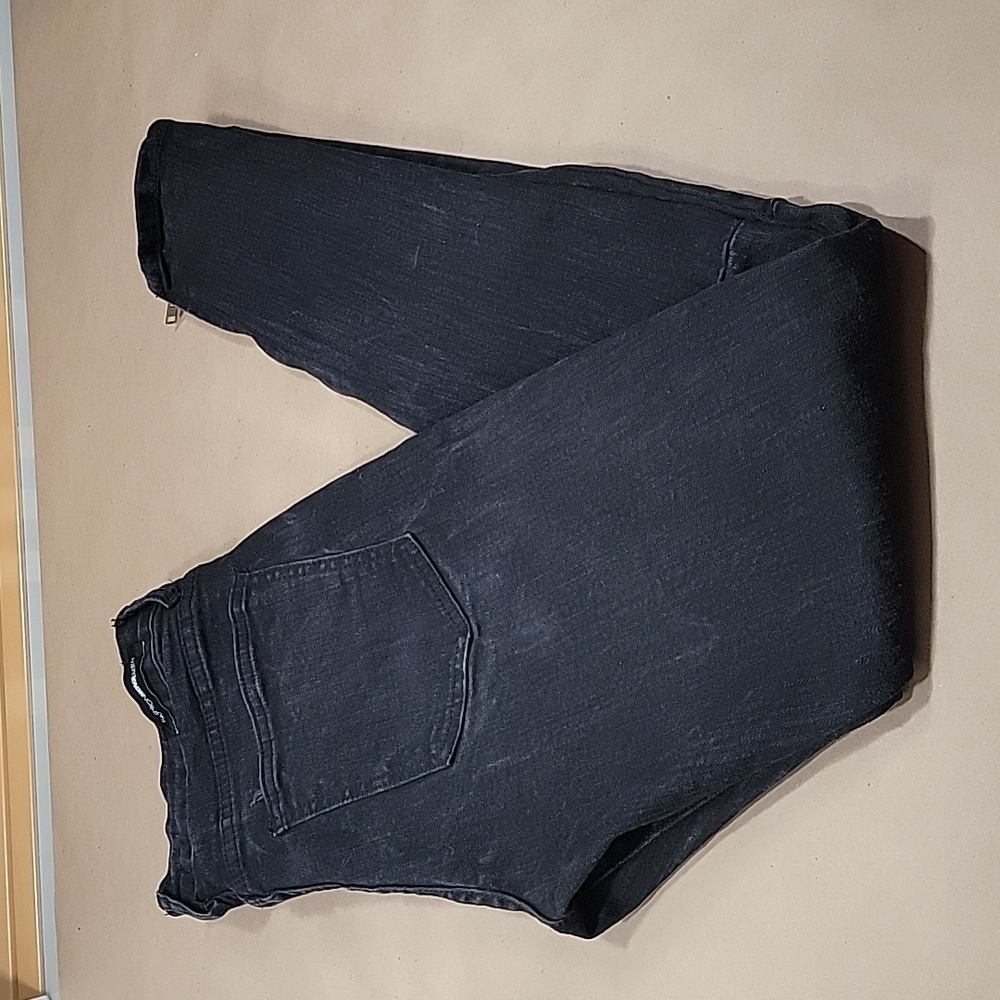 Fashion Nova Men Size 32 Black Crater Jeans Destroyed, Zip Ankle, Skinny, EUC